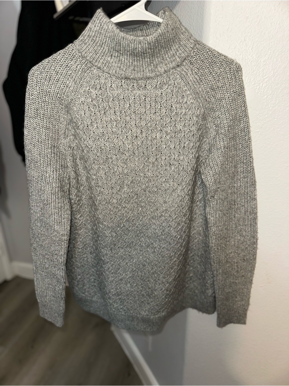 Talbots Grey Cable-Knit Turtleneck Sweater
